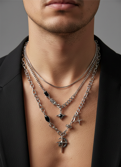 Black Sigil Layered Necklace