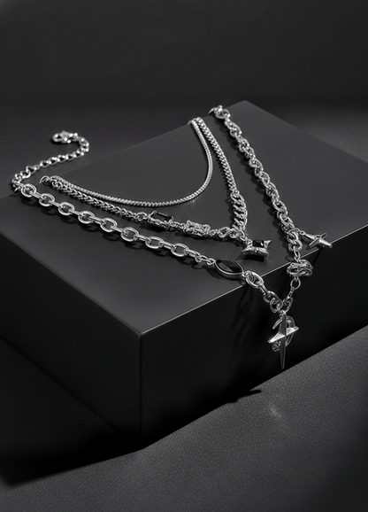 Black Sigil Layered Necklace