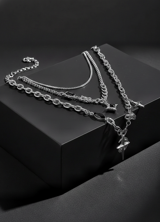 Black Sigil Layered Necklace