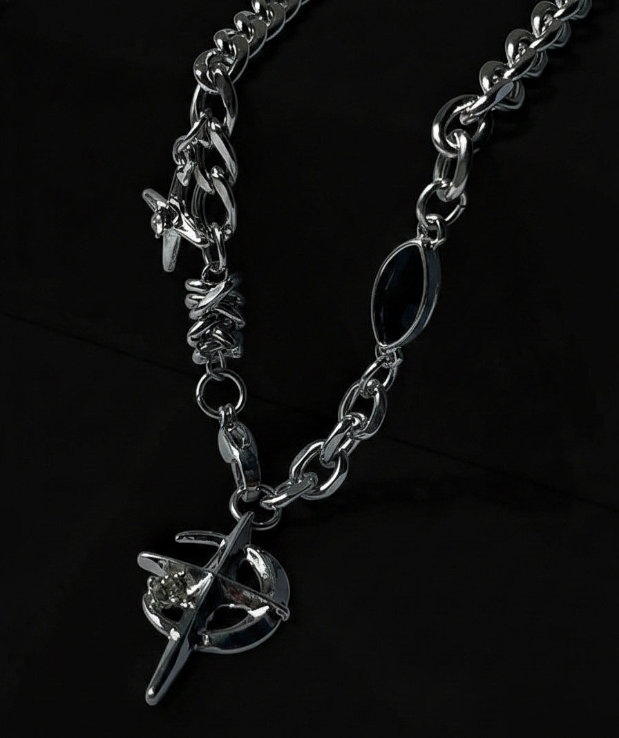 Black Sigil Layered Necklace