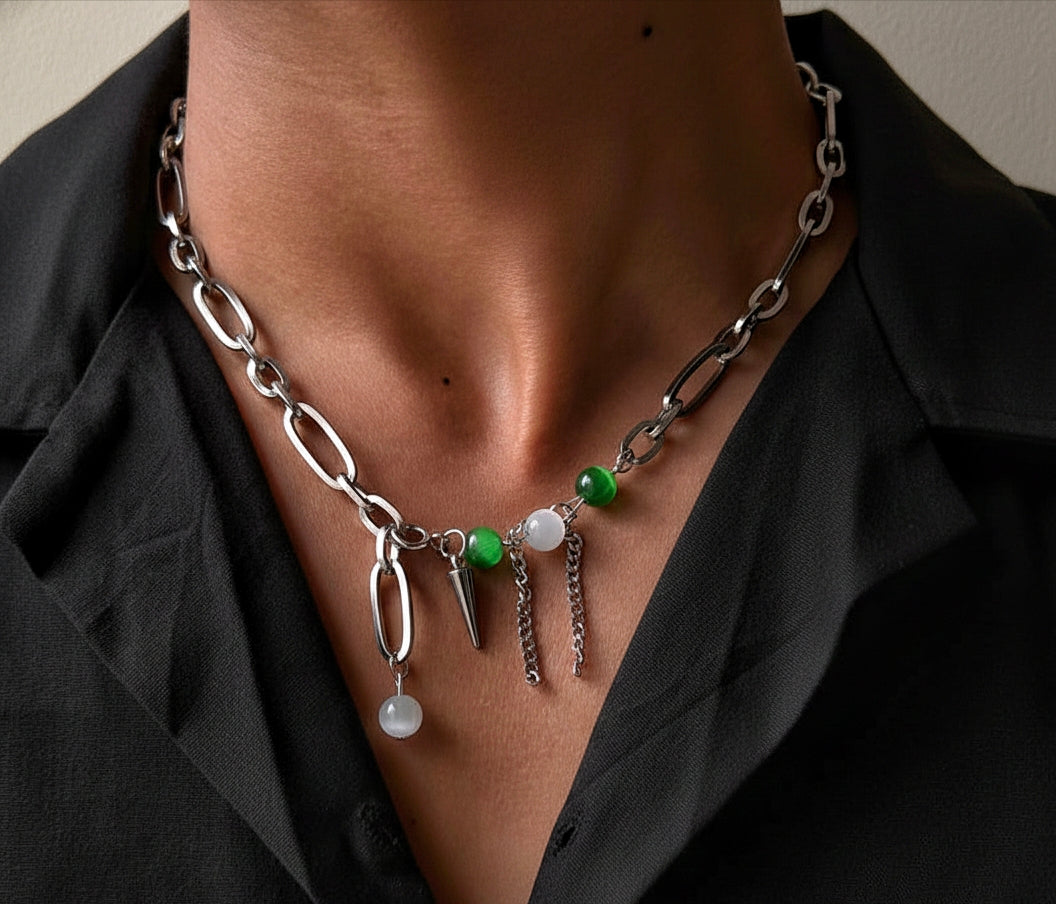 Green Opal Spike Necklace