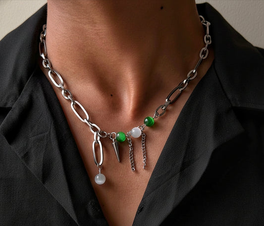 Green Opal Spike Necklace