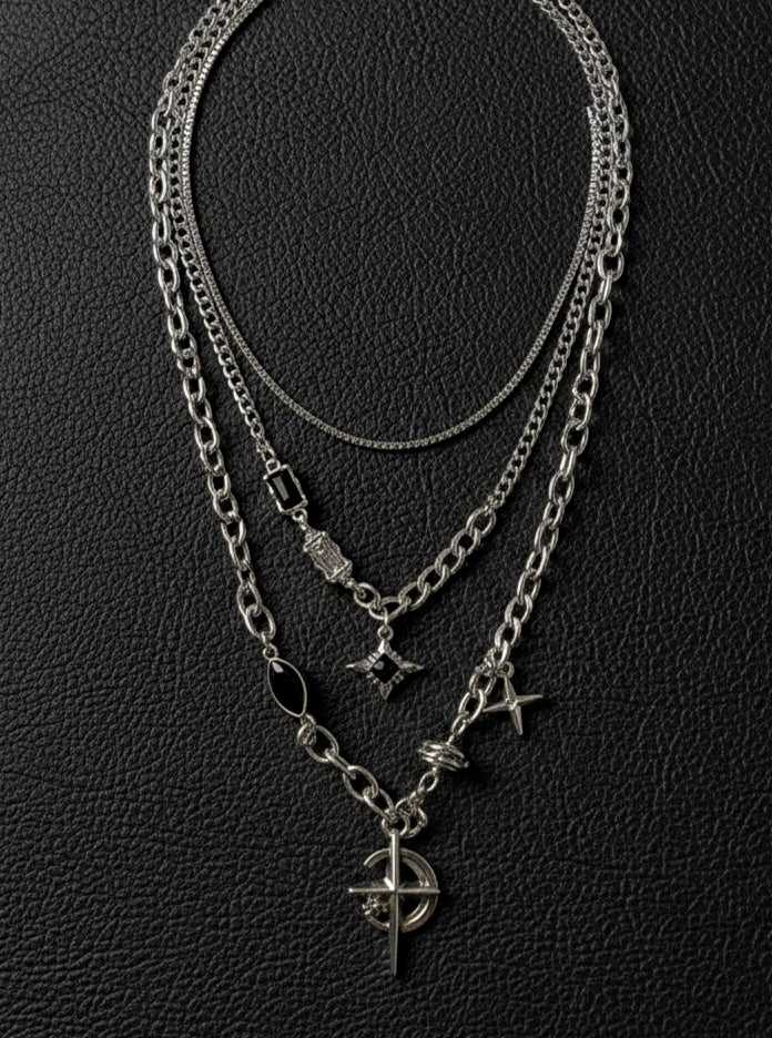 Black Sigil Layered Necklace